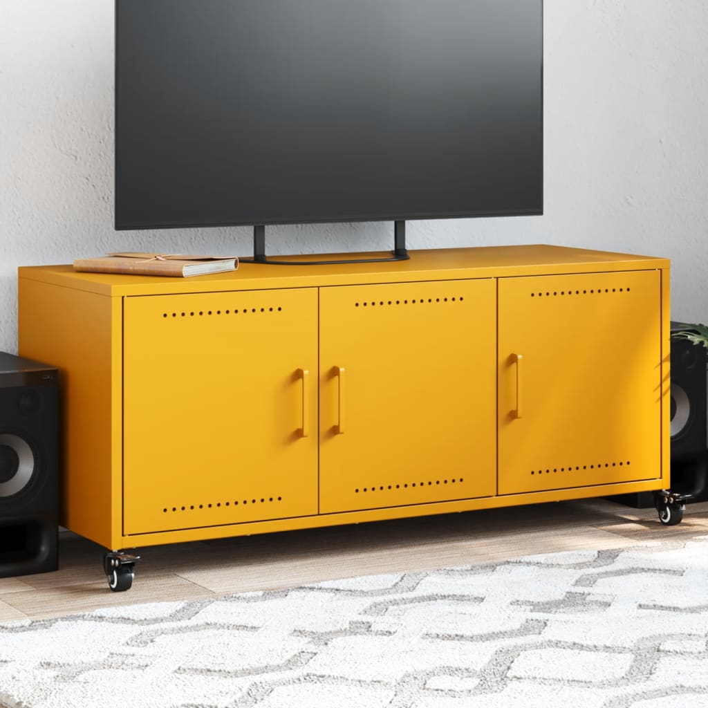 Meuble TV en Métal Design Olive-Jaune-1-La-Fabrique-Industrielle