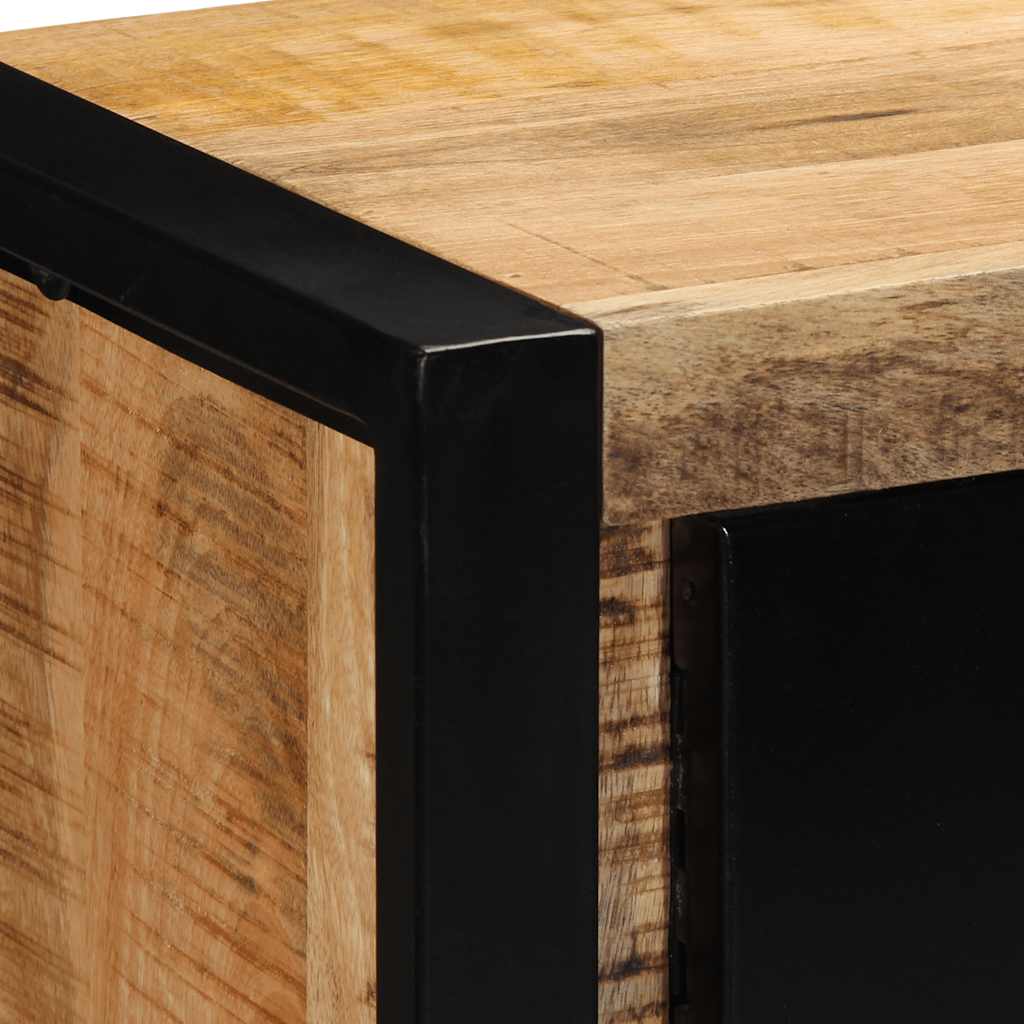 Meuble TV en Métal Noir et Bois de Manguier-La-Fabrique-Industrielle