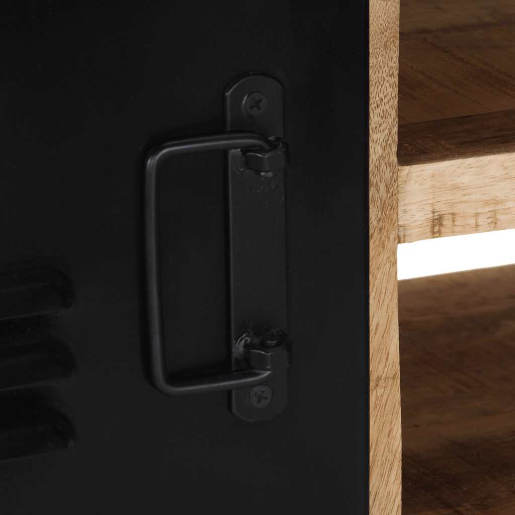 Meuble TV en Métal Noir et Bois de Manguier-La-Fabrique-Industrielle