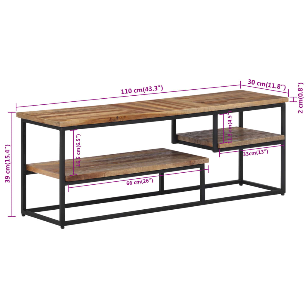 Meuble TV en Teck Massif au Style Industriel-La-Fabrique-Industrielle