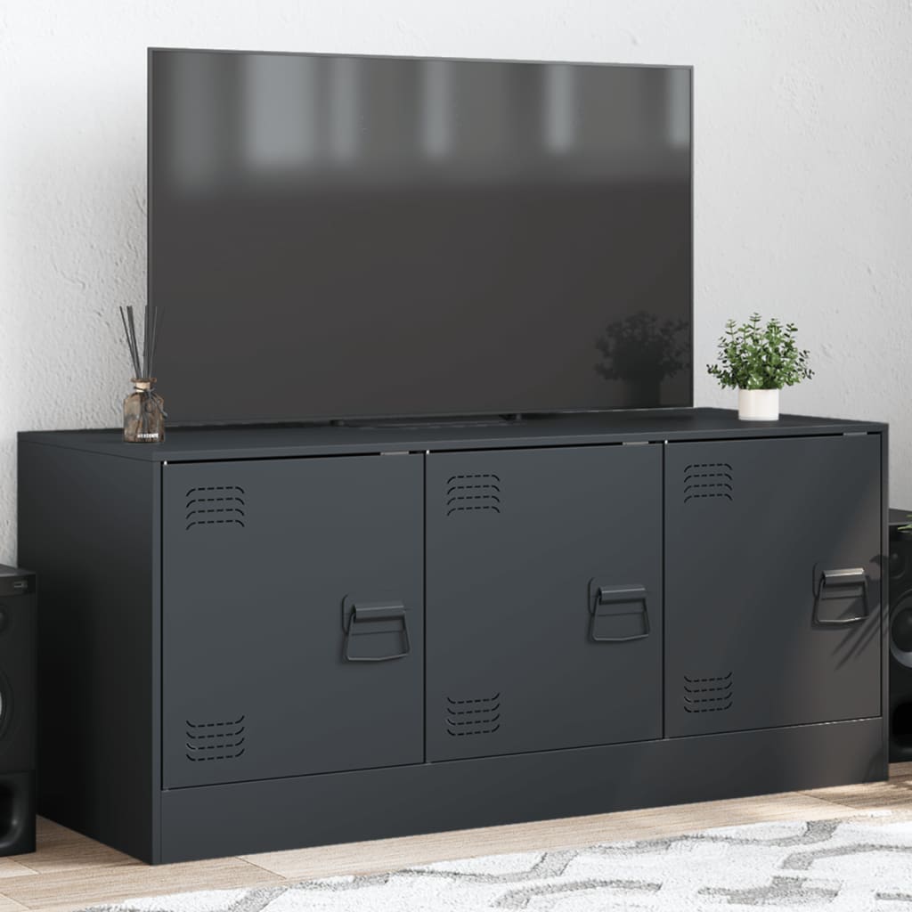 Meuble TV en acier au style industriel-Anthracite-1-La-Fabrique-Industrielle