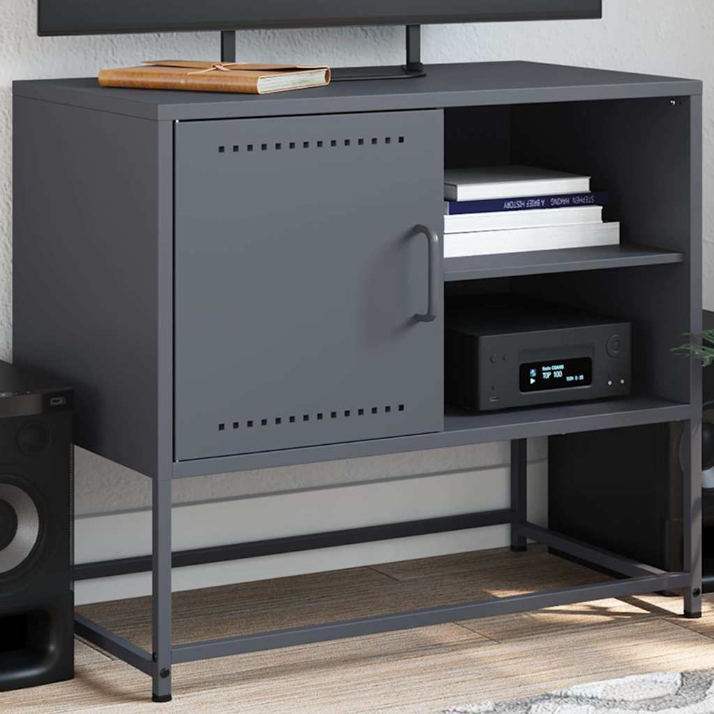 Meuble TV en acier au style industriel-Anthracite-1-La-Fabrique-Industrielle