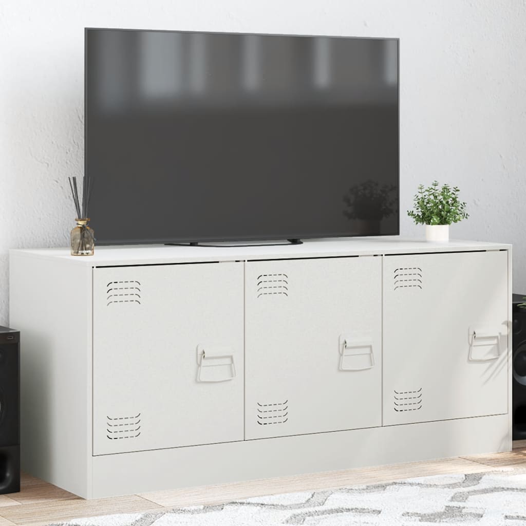 Meuble TV en acier au style industriel-Blanc-1-La-Fabrique-Industrielle