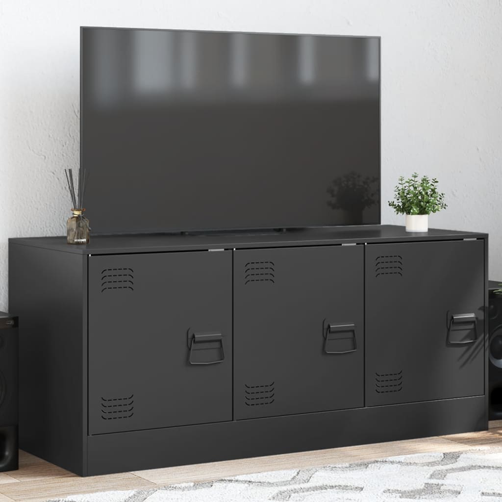 Meuble TV en acier au style industriel-Noir-1-La-Fabrique-Industrielle