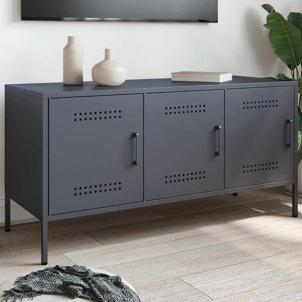 Meuble TV en acier avec porte au style industriel-Anthracite-1-La-Fabrique-Industrielle