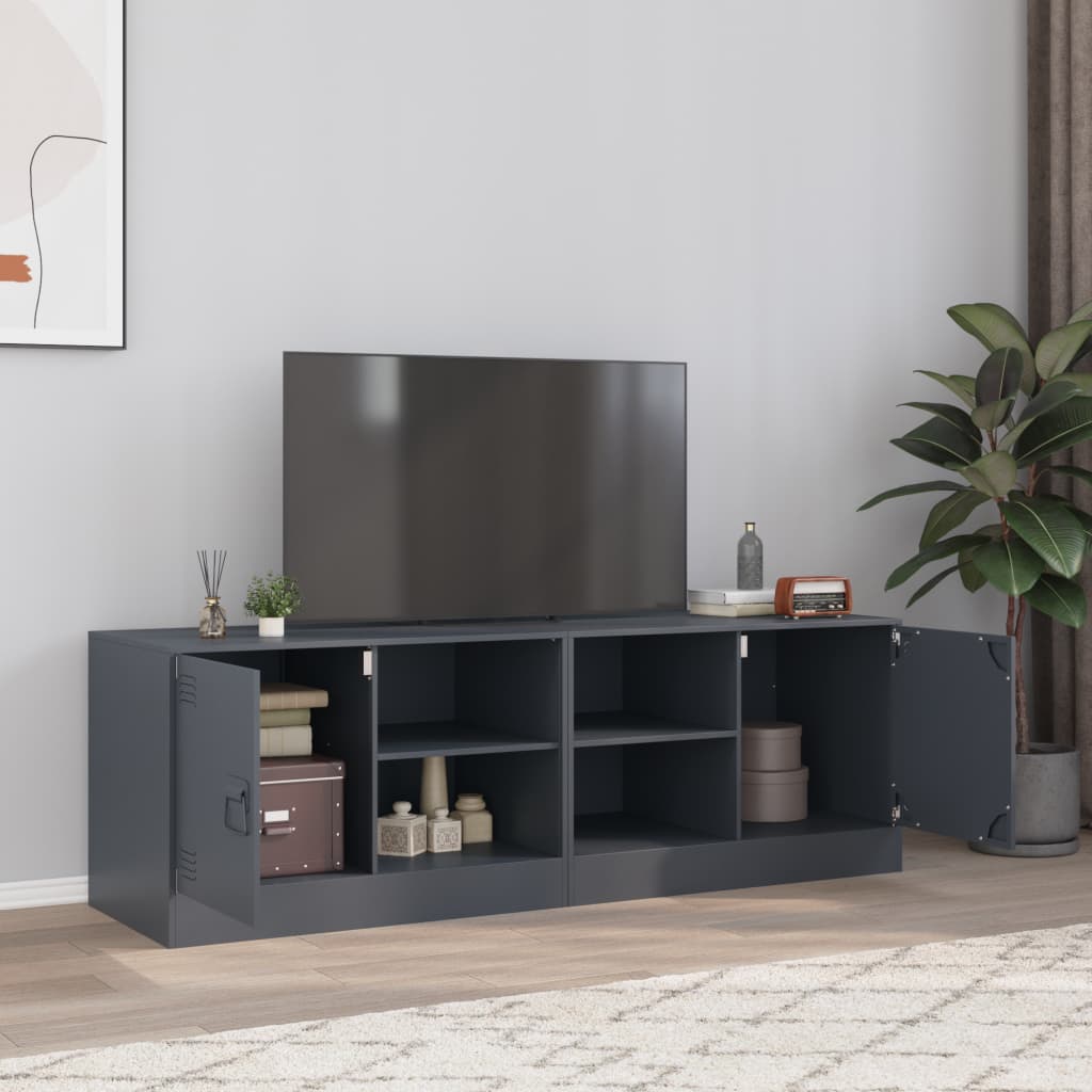 Meuble TV en acier industriel-Anthracite-2-La-Fabrique-Industrielle