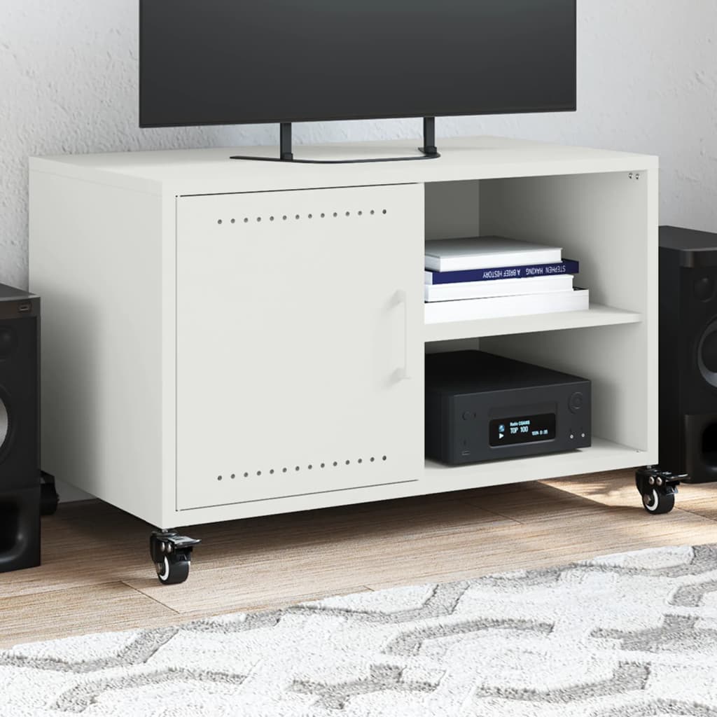 Meuble TV en acier style loft industriel-Blanc-1-La-Fabrique-Industrielle