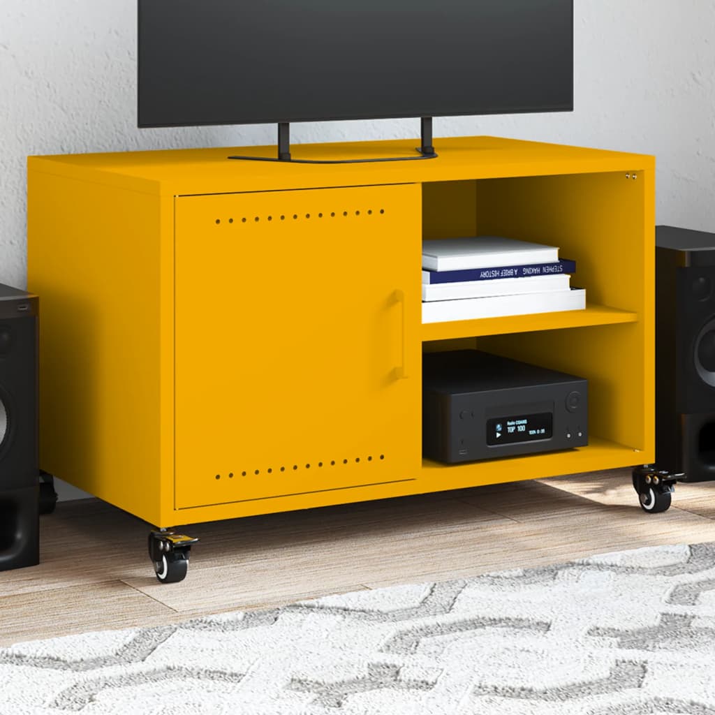 Meuble TV en acier style loft industriel-Jaune-1-La-Fabrique-Industrielle