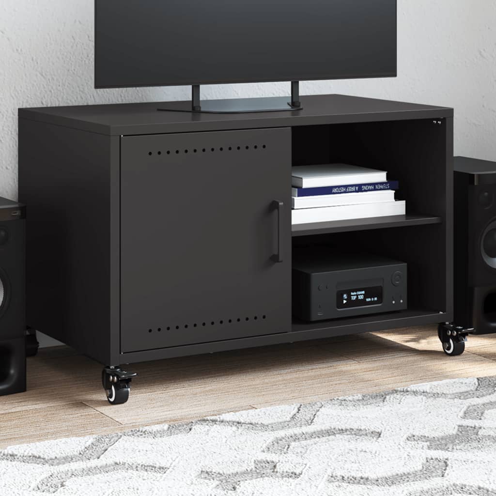 Meuble TV en acier style loft industriel-Noir-1-La-Fabrique-Industrielle
