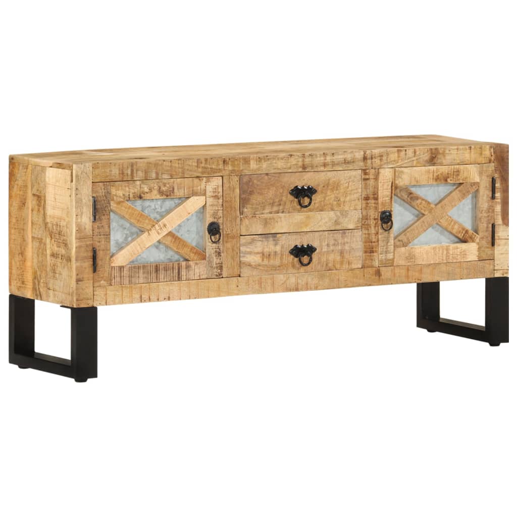 Meuble TV en bois de manguier brut au style industriel-La-Fabrique-Industrielle