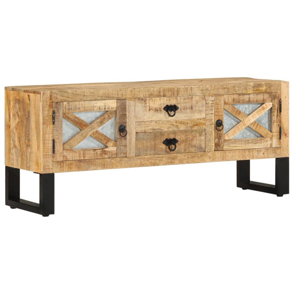 Meuble TV en bois de manguier brut au style industriel-La-Fabrique-Industrielle