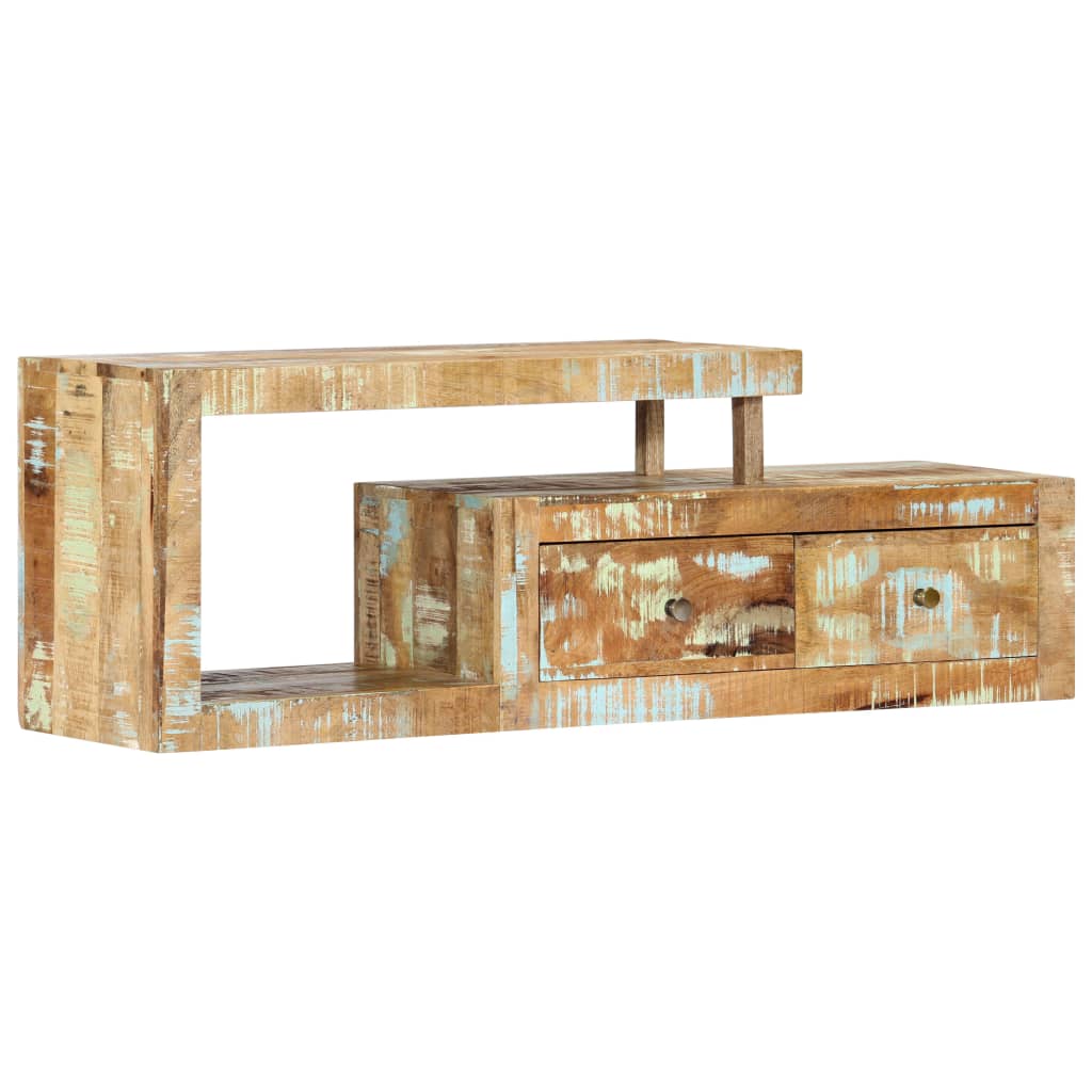 Meuble TV en bois de récupération au style industriel 120 cm-Multicolore-1-La-Fabrique-Industrielle