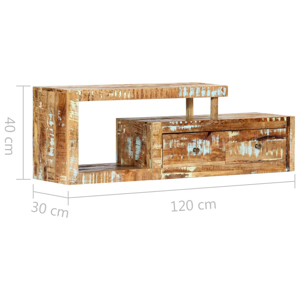 Meuble TV en bois de récupération au style industriel 120 cm-La-Fabrique-Industrielle