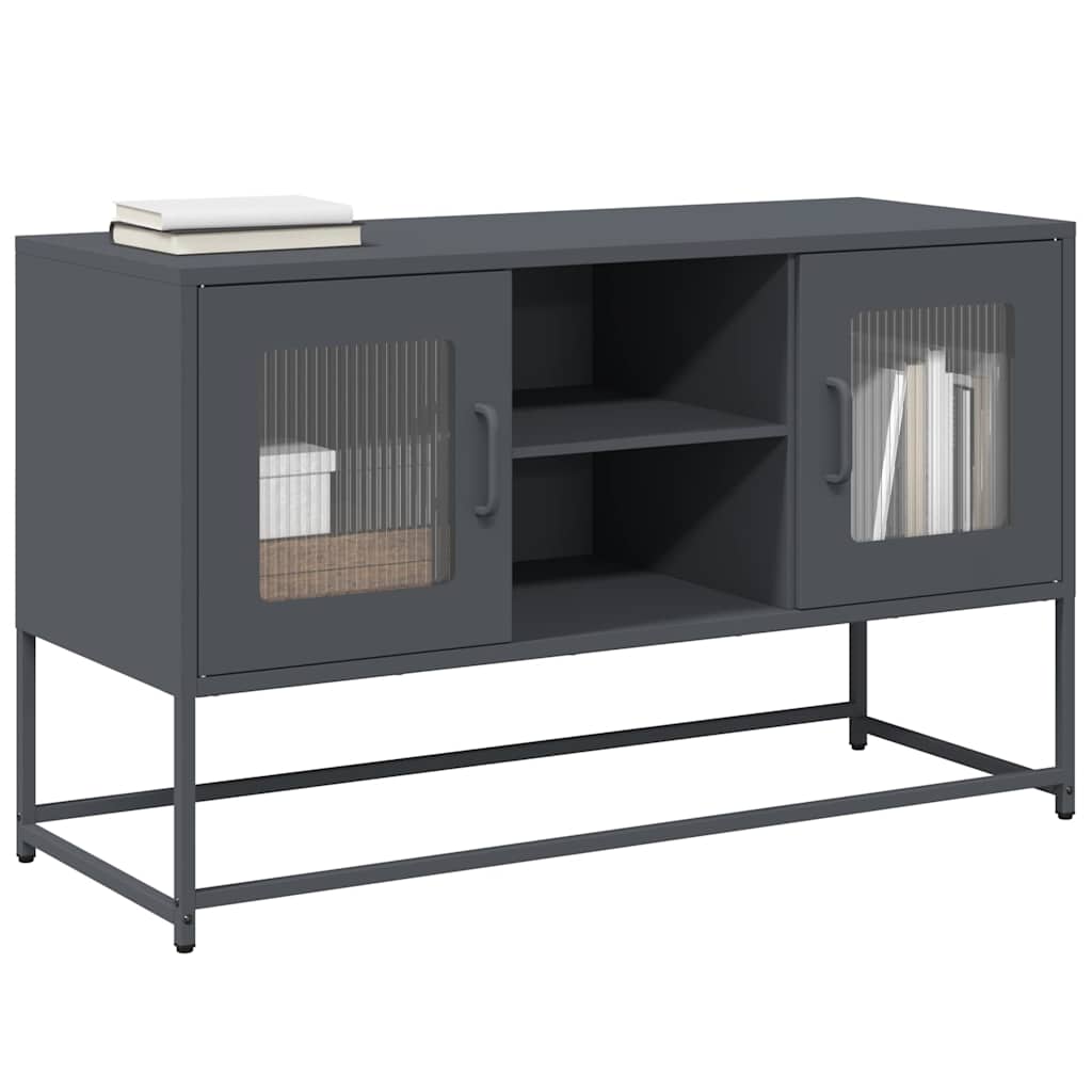 Meuble TV en fer forgé au design industriel-Anthracite-100.5 cm-1-La-Fabrique-Industrielle