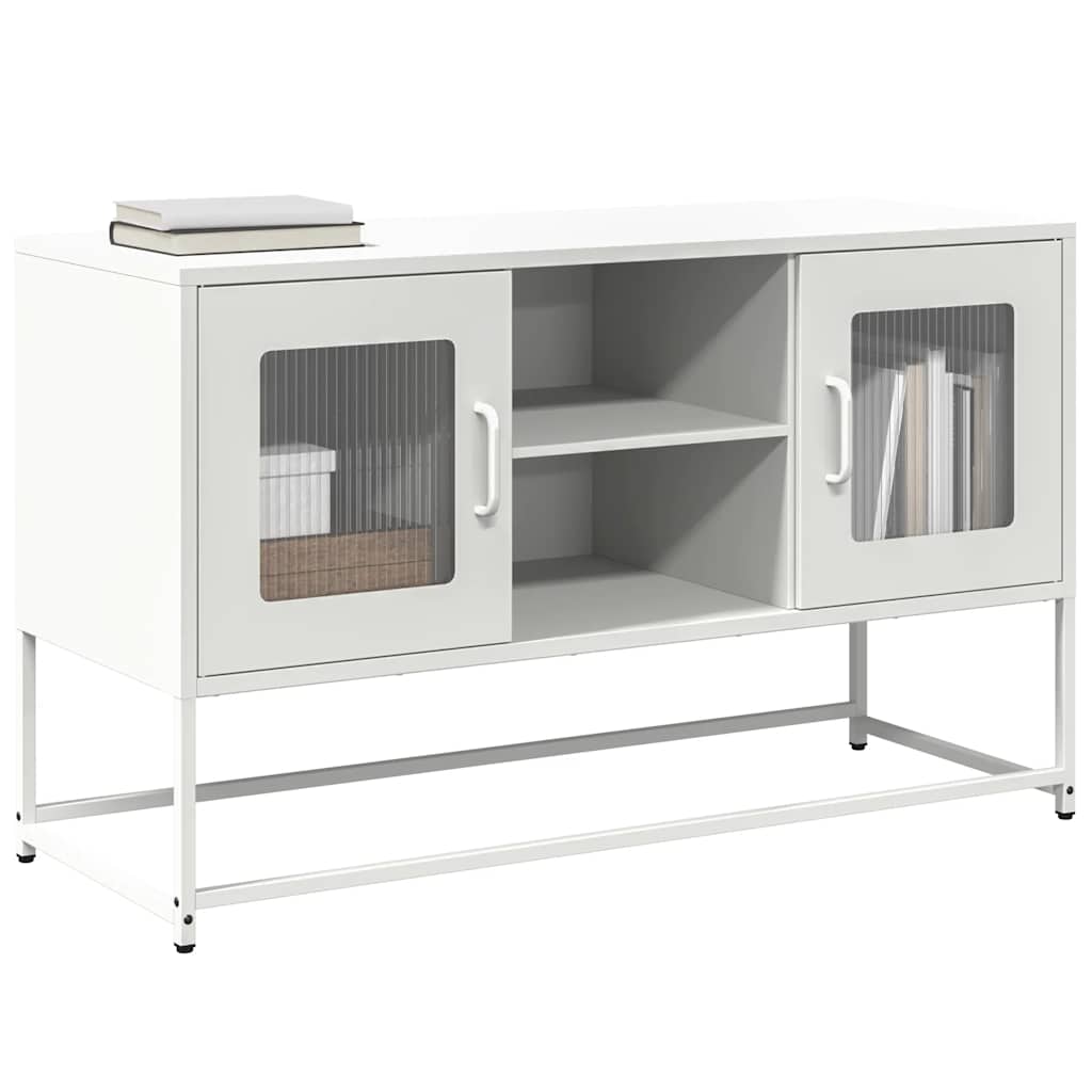 Meuble TV en fer forgé au design industriel-Blanc-100.5 cm-1-La-Fabrique-Industrielle