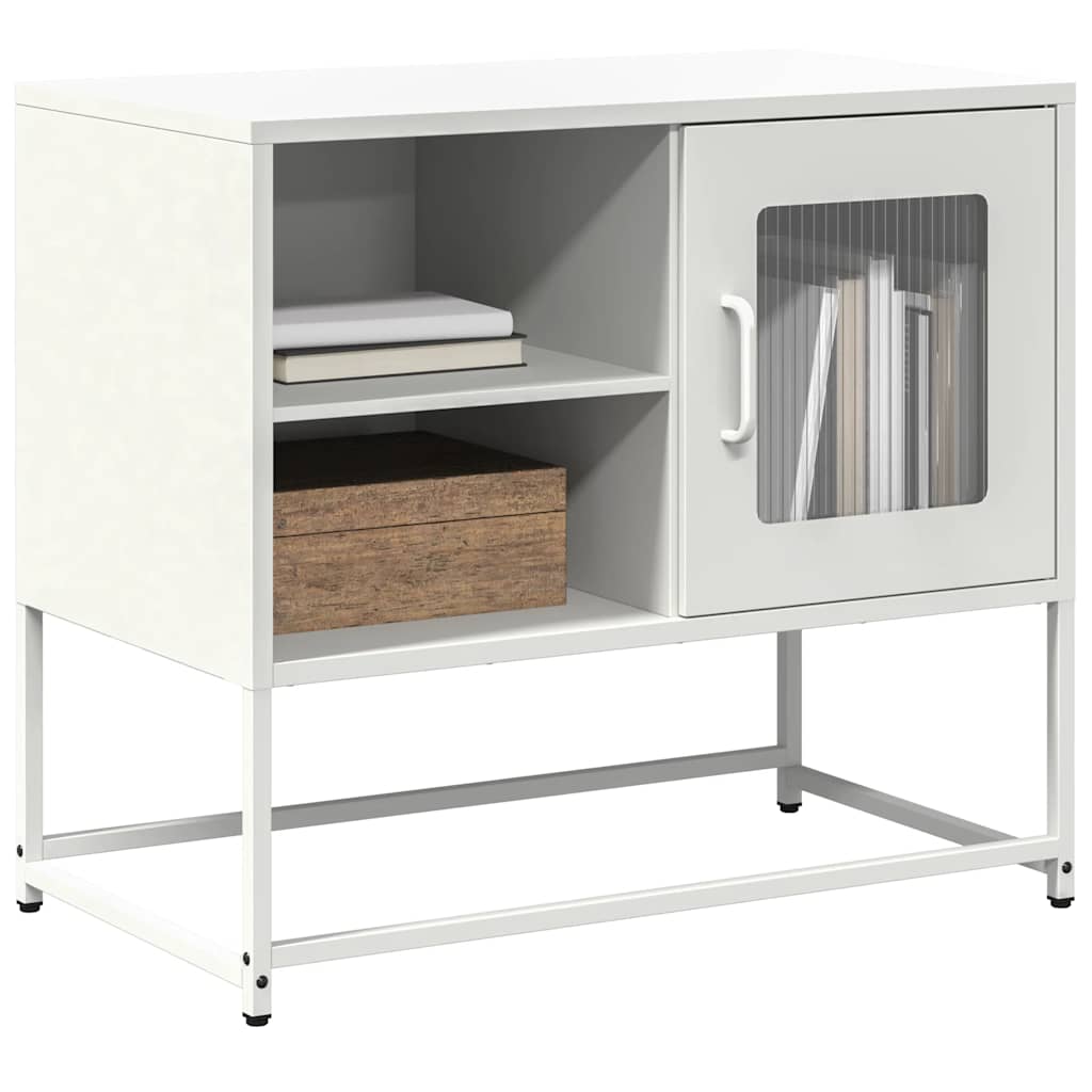 Meuble TV en fer forgé au design industriel-Blanc-68 cm-1-La-Fabrique-Industrielle