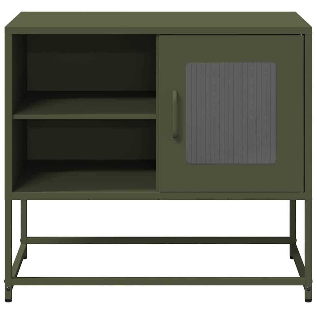 Meuble TV en fer forgé au design industriel-Vert olive-68 cm-1-La-Fabrique-Industrielle