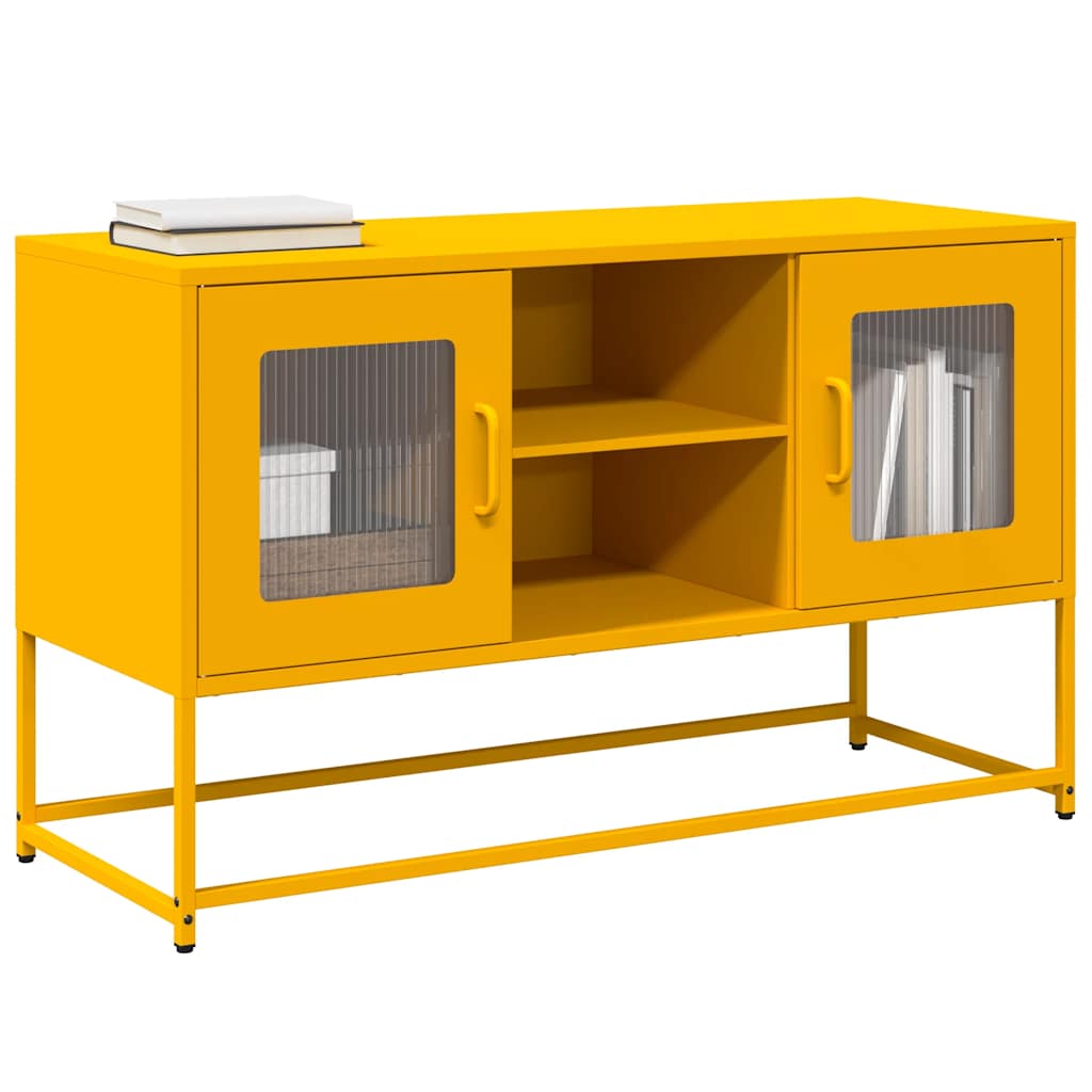 Meuble TV en fer forgé au design industriel-jaune moutarde-100.5 cm-1-La-Fabrique-Industrielle