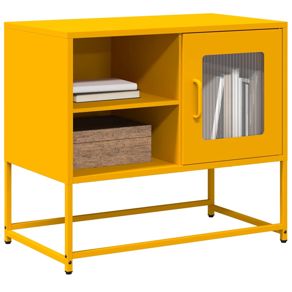 Meuble TV en fer forgé au design industriel-jaune moutarde-68 cm-1-La-Fabrique-Industrielle