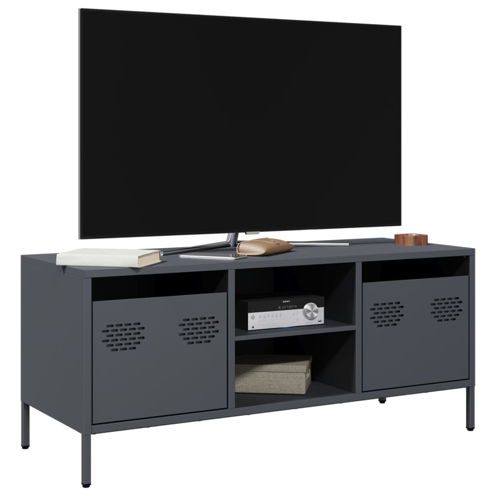 Meuble TV en métal blanc au style industriel-Anthracite-1-La-Fabrique-Industrielle