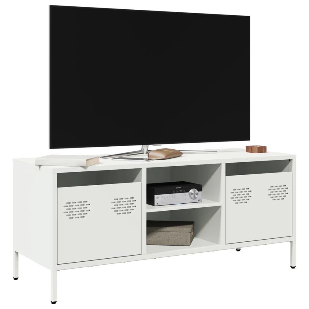 Meuble TV en métal blanc au style industriel-Blanc-1-La-Fabrique-Industrielle