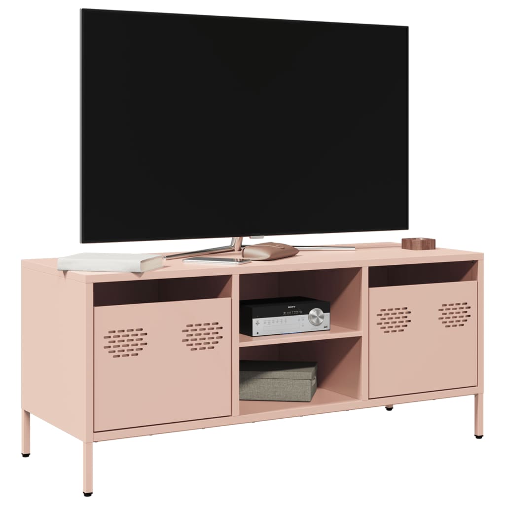 Meuble TV en métal blanc au style industriel-Rose-1-La-Fabrique-Industrielle