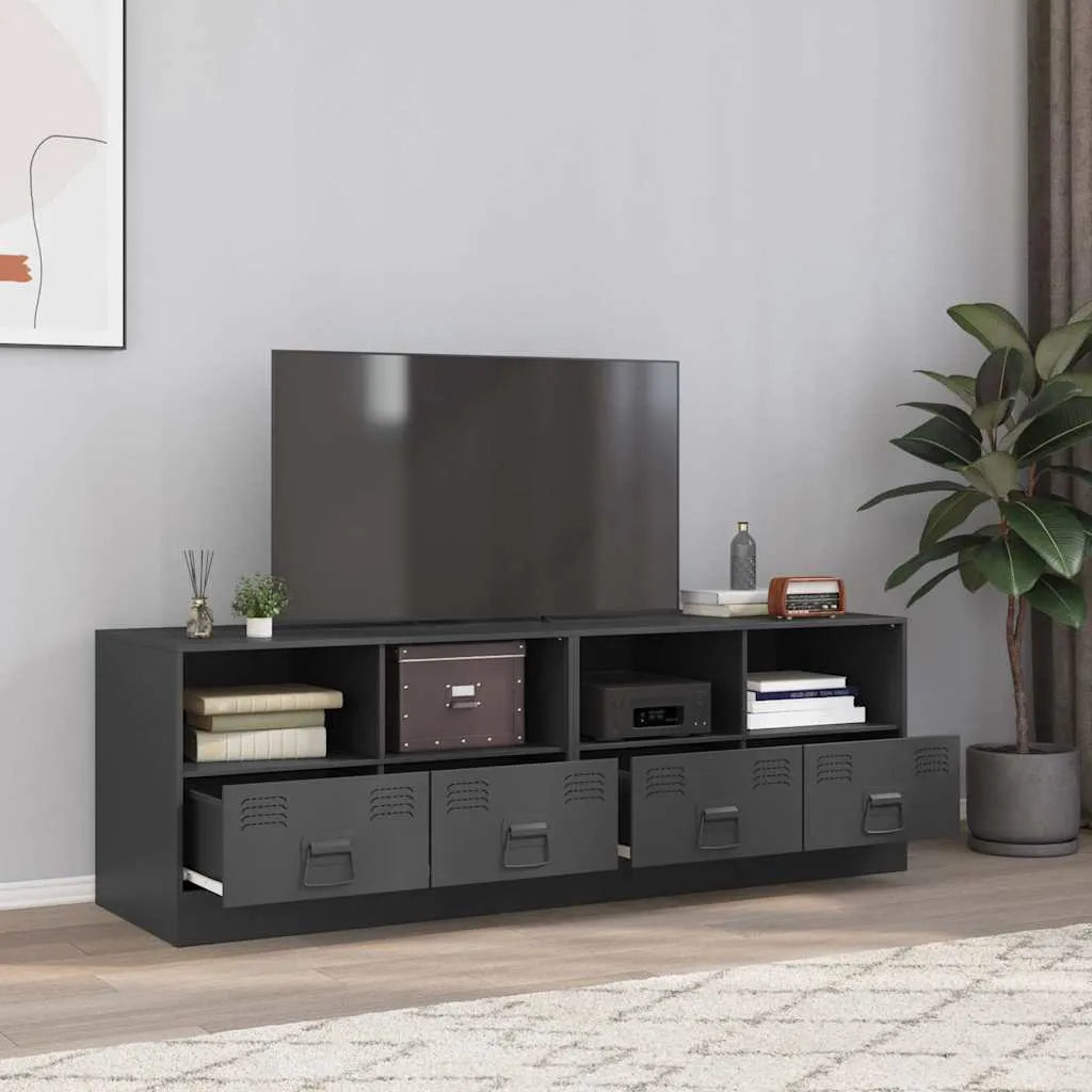 Meuble TV industriel en acier-Anthracite-2-La-Fabrique-Industrielle
