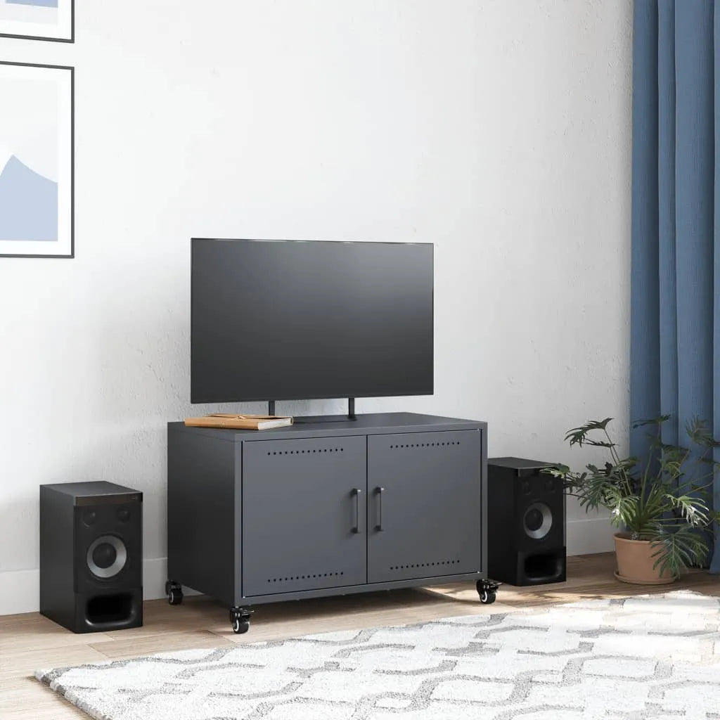Meuble TV industriel en acier avec rangement intégré-La-Fabrique-Industrielle