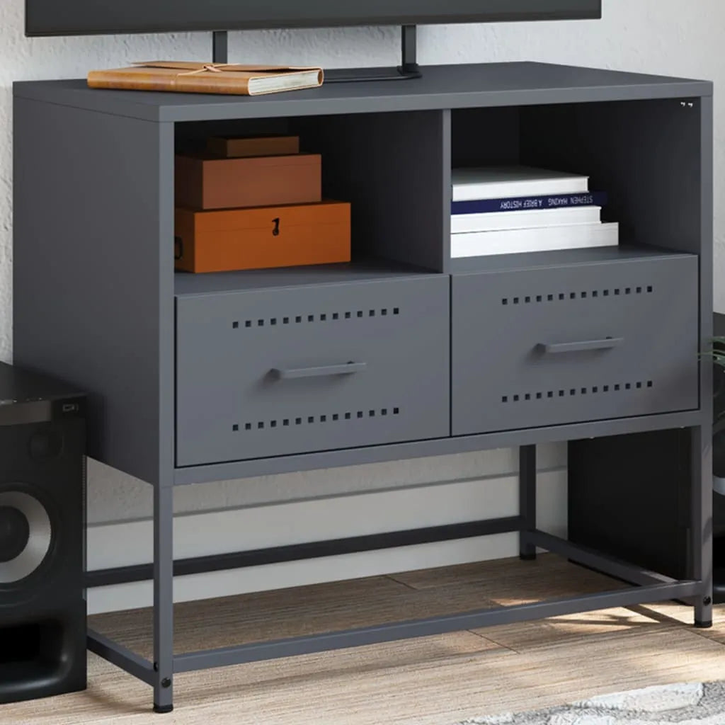 Meuble TV industriel en acier et couleur moutarde-Anthracite-1-La-Fabrique-Industrielle