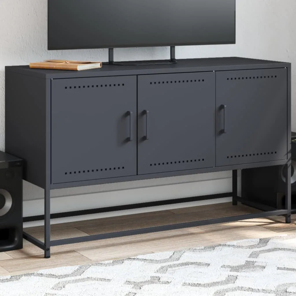 Meuble TV industriel en métal et acier-Anthracite-1-La-Fabrique-Industrielle