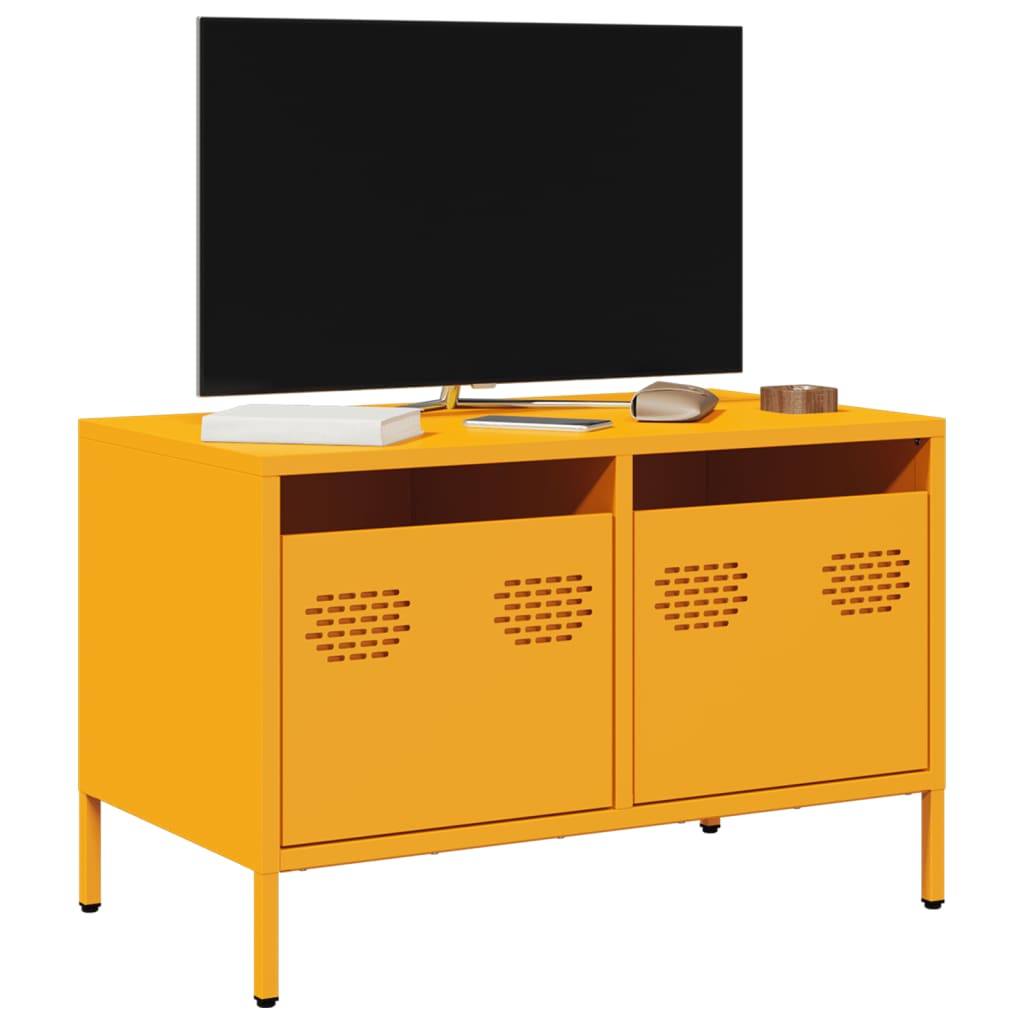 Meuble TV en Acier au Style Industriel-jaune moutarde-68 cm-1-La-Fabrique-Industrielle