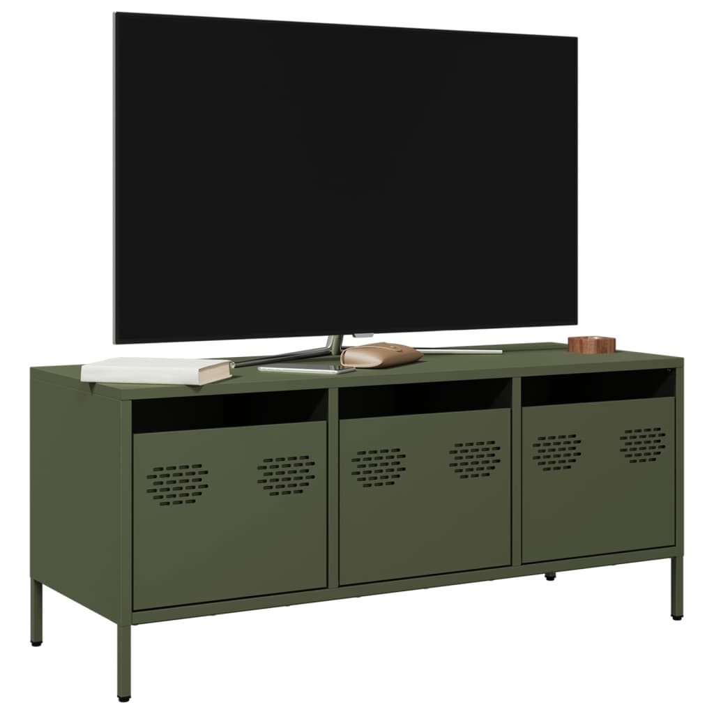 Meuble TV en Acier au Style Industriel-Vert olive-101.5 cm-1-La-Fabrique-Industrielle