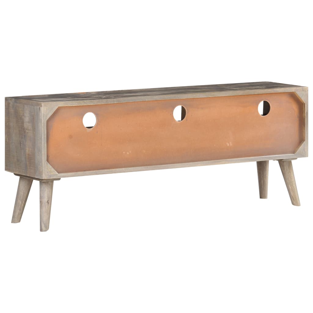 Meuble Télé Élégant en Bois Gris Massif-La-Fabrique-Industrielle