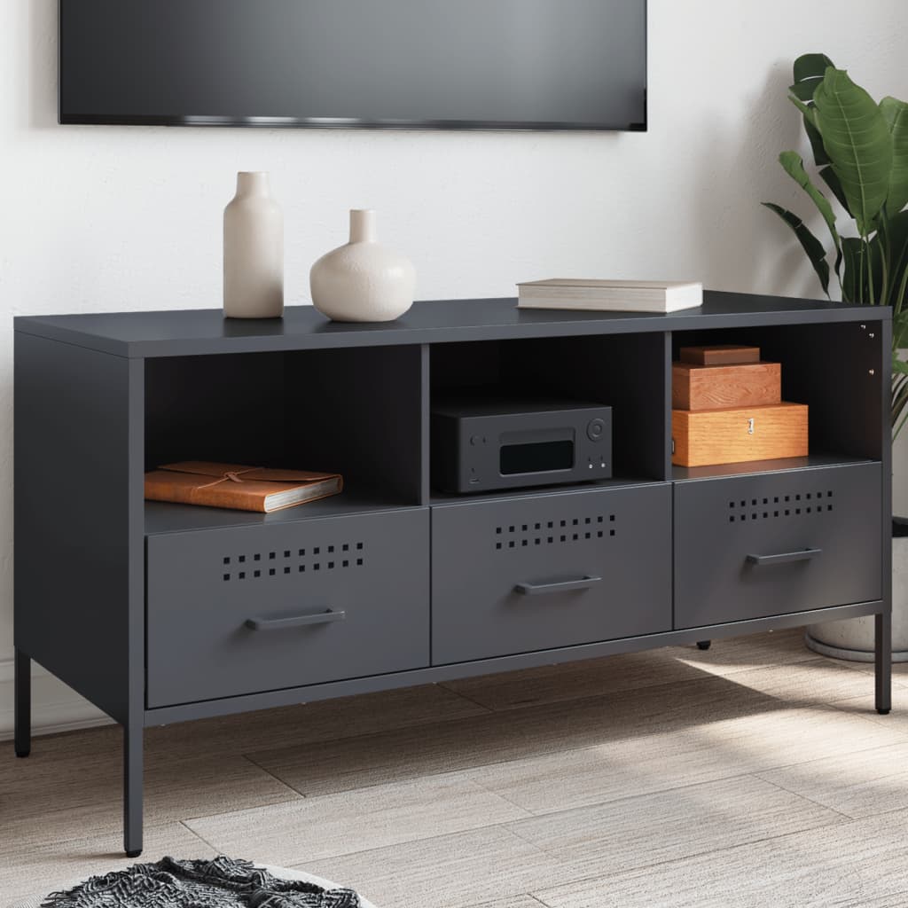 Meuble Télé en Acier au Style Industriel-Anthracite-1-La-Fabrique-Industrielle