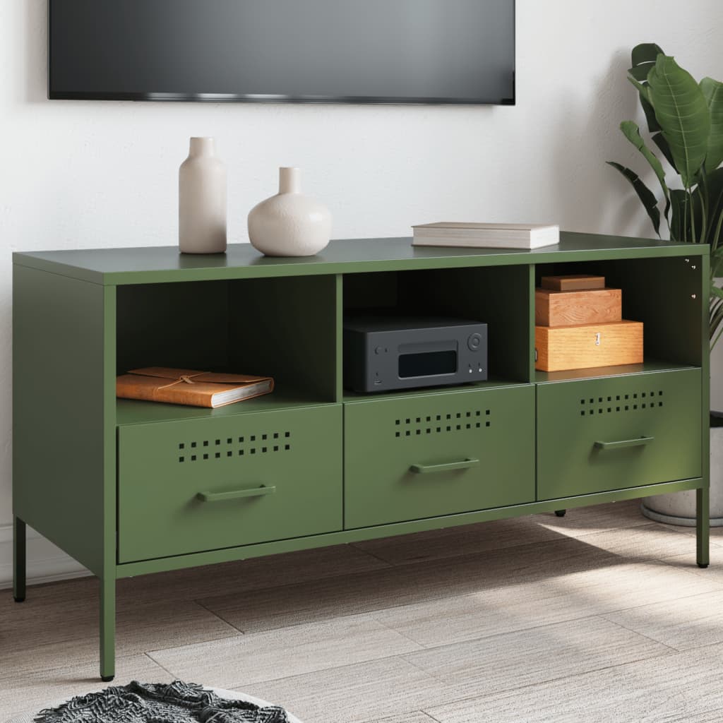 Meuble Télé en Acier au Style Industriel-Vert-1-La-Fabrique-Industrielle