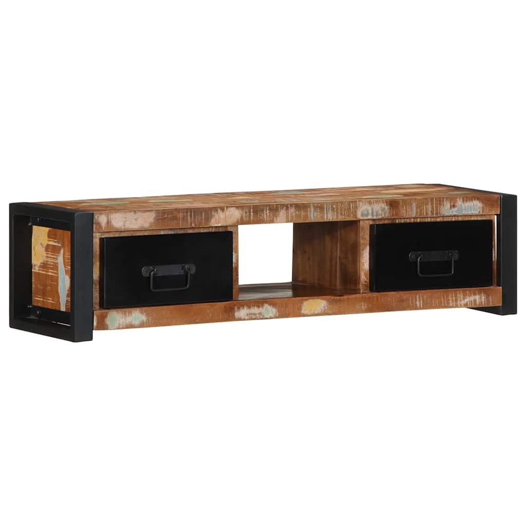 Meuble Télé en Bois de Manguier Industriel-Noir et marron-bois de récupération massif-1-La-Fabrique-Industrielle