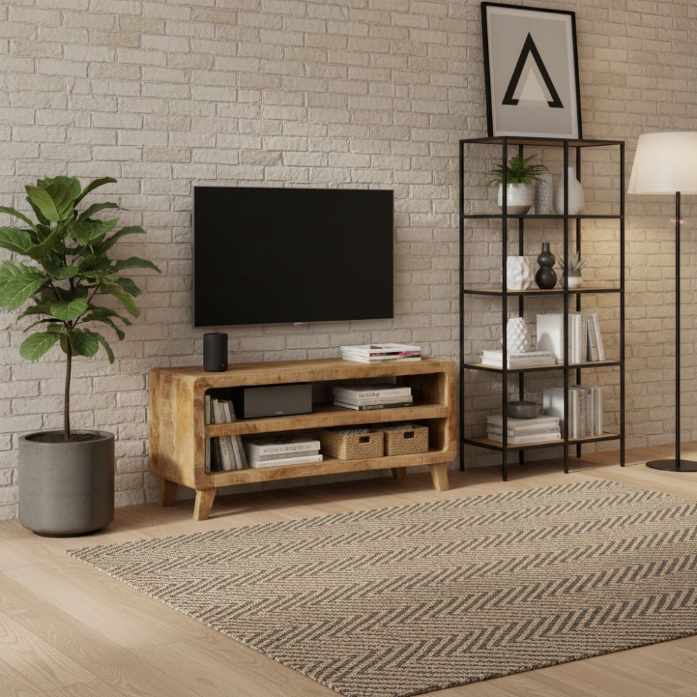 Meuble TV Scandinave en Bois de Manguier
