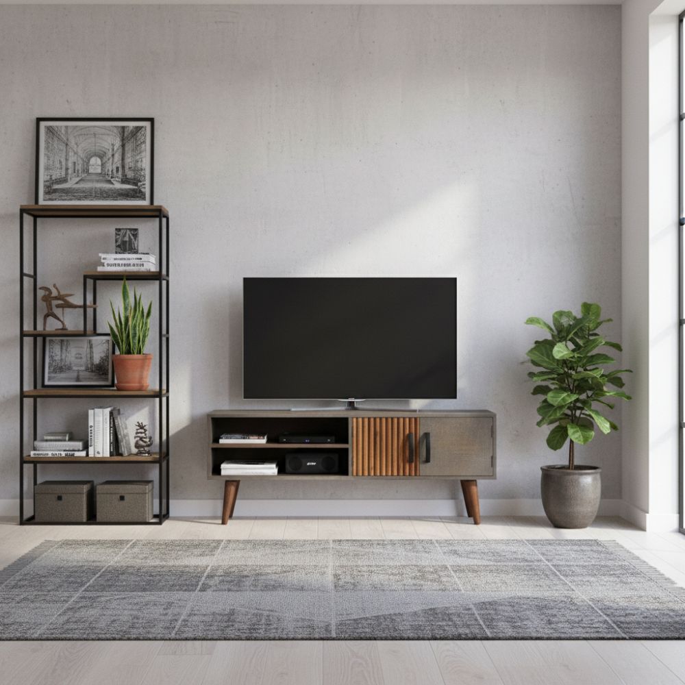 Meuble TV en Bois Gris de Manguier Brut