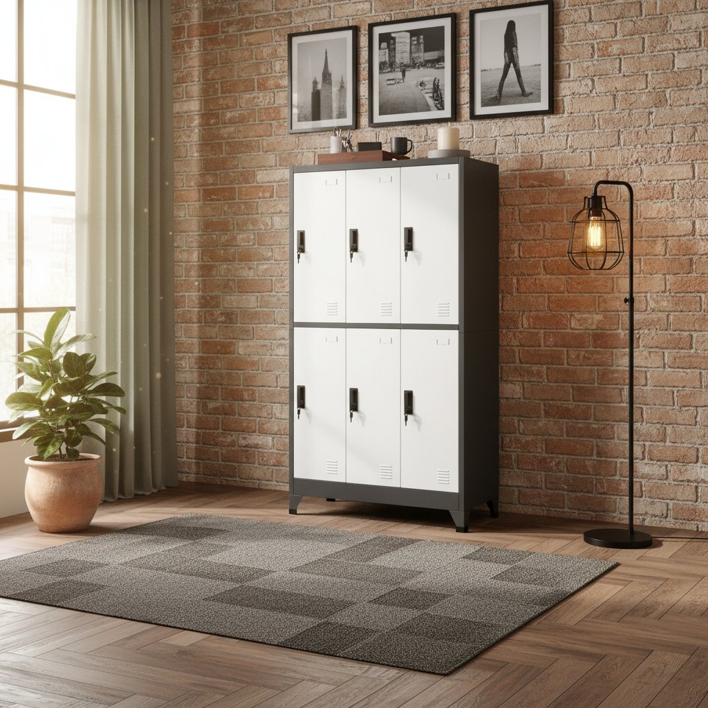 Meuble Casier Industriel en Acier et Blanc