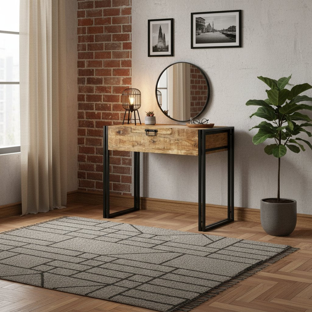 Meuble Coiffeuse Vintage en Bois de Manguier