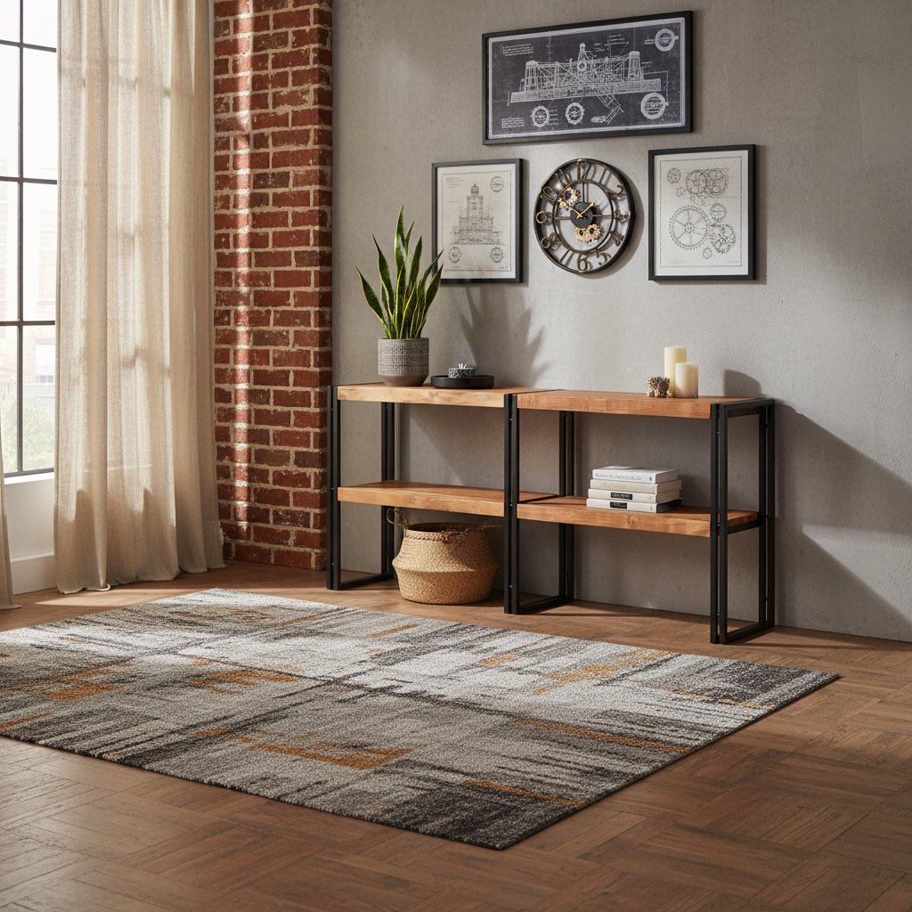 Meuble Console en Bois et Métal au Style Industriel