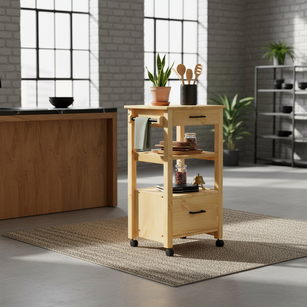 Meuble Desserte en Bois de Pin Monza