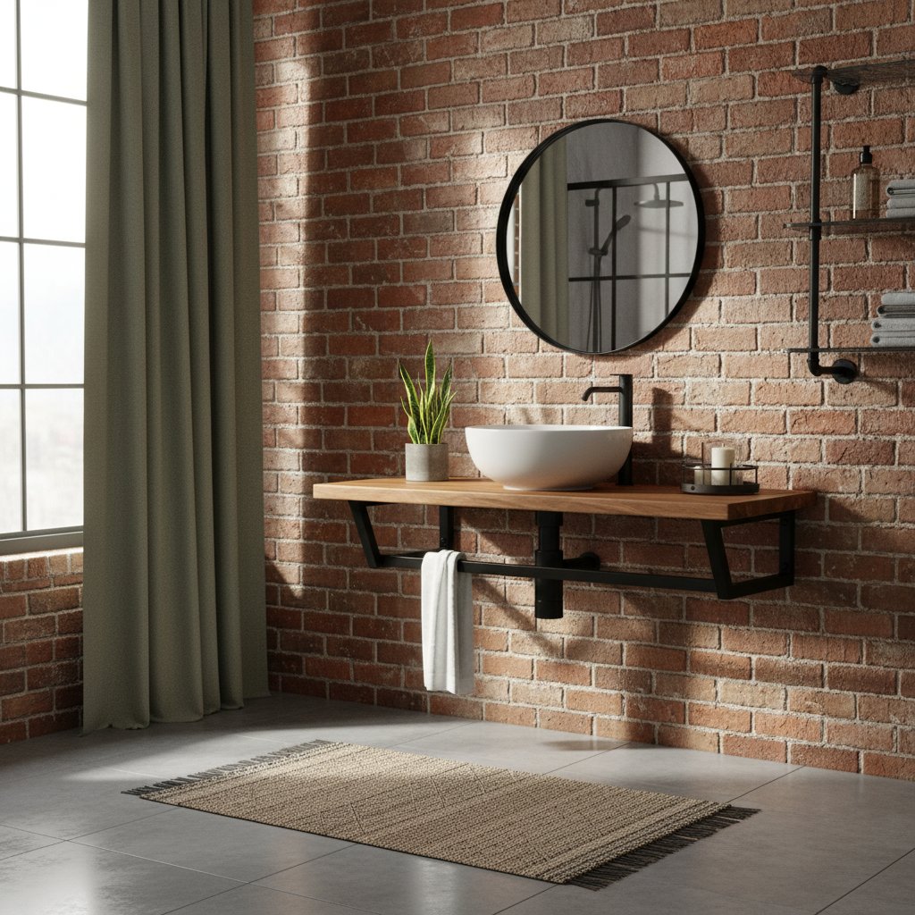 Meuble Étagère Murale Salle de Bain en Bois Industriel