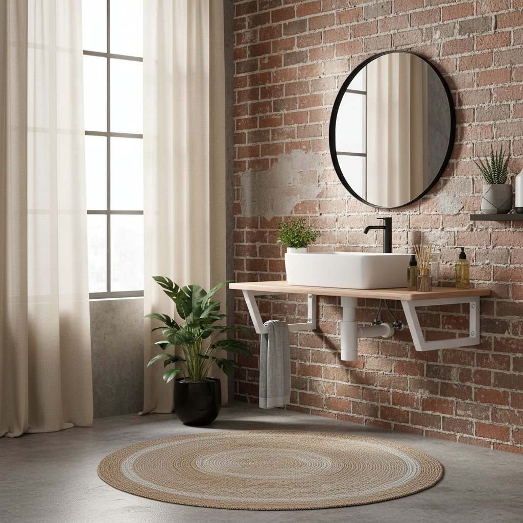 Meuble Étagère Murale en Bois Clair Salle de Bain