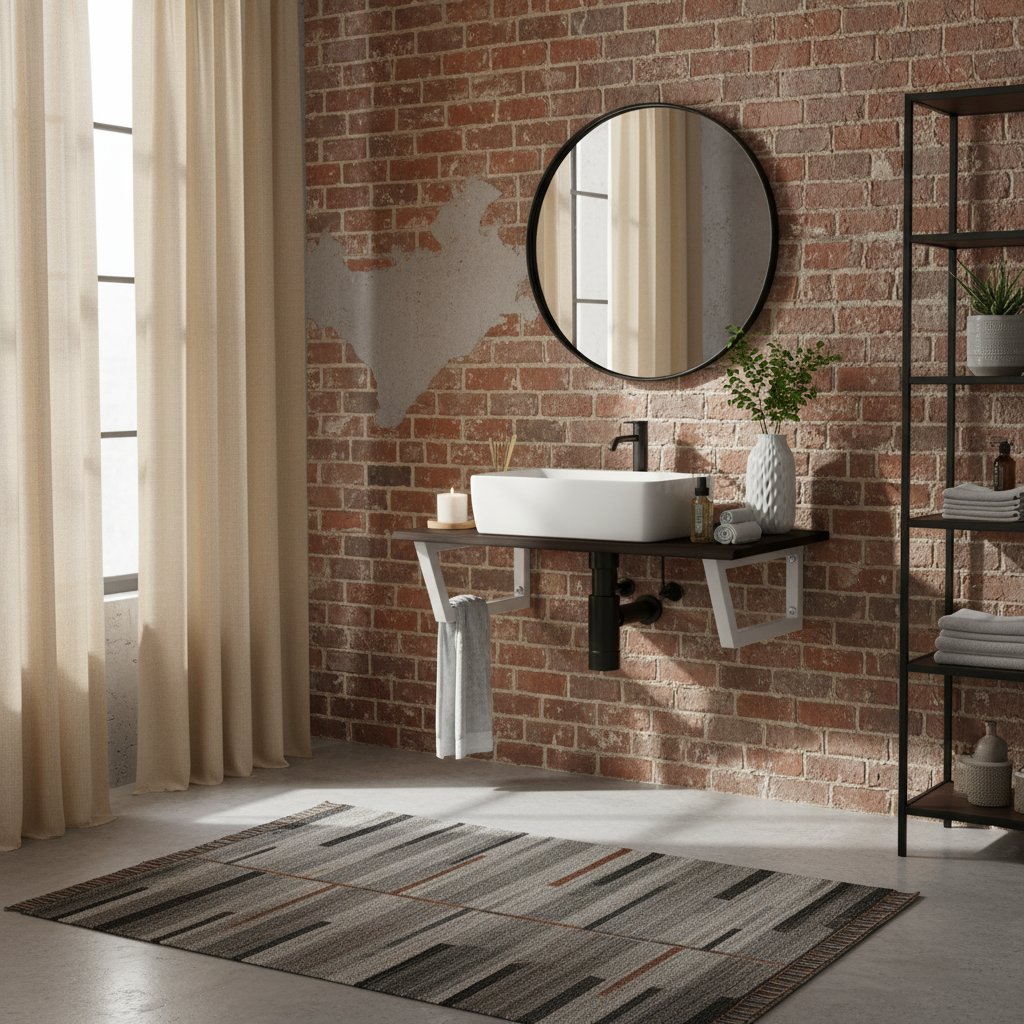 Meuble Étagère Salle de Bain sous Vasque en Bois et Métal Noir