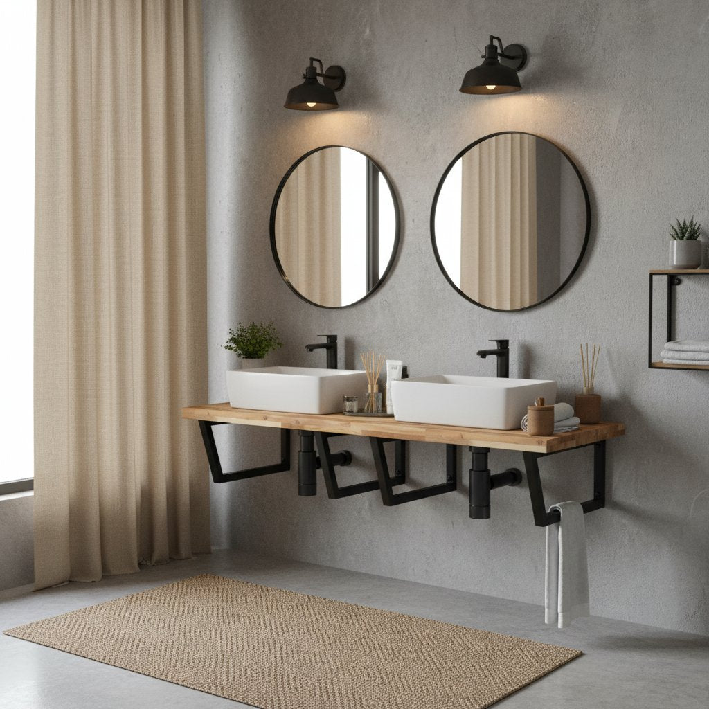 Meuble Salle de Bain Industriel Double Vasque