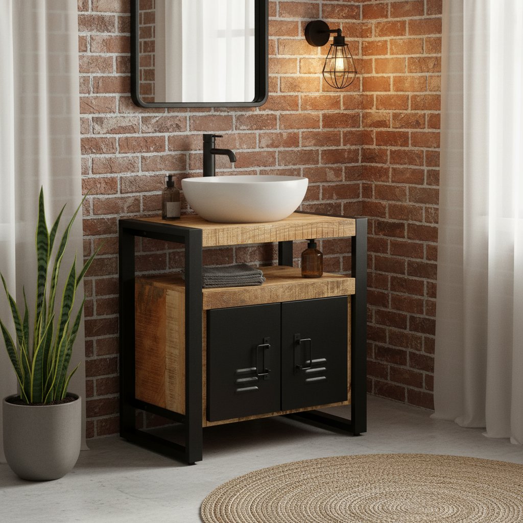 Meuble Salle de Bain Sous-Vasque Style Industriel