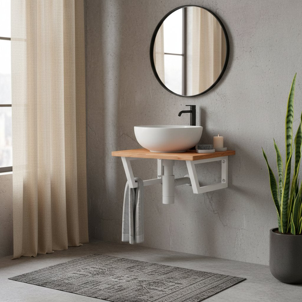 Meuble Sous Vasque en Bois Suspendu Industriel