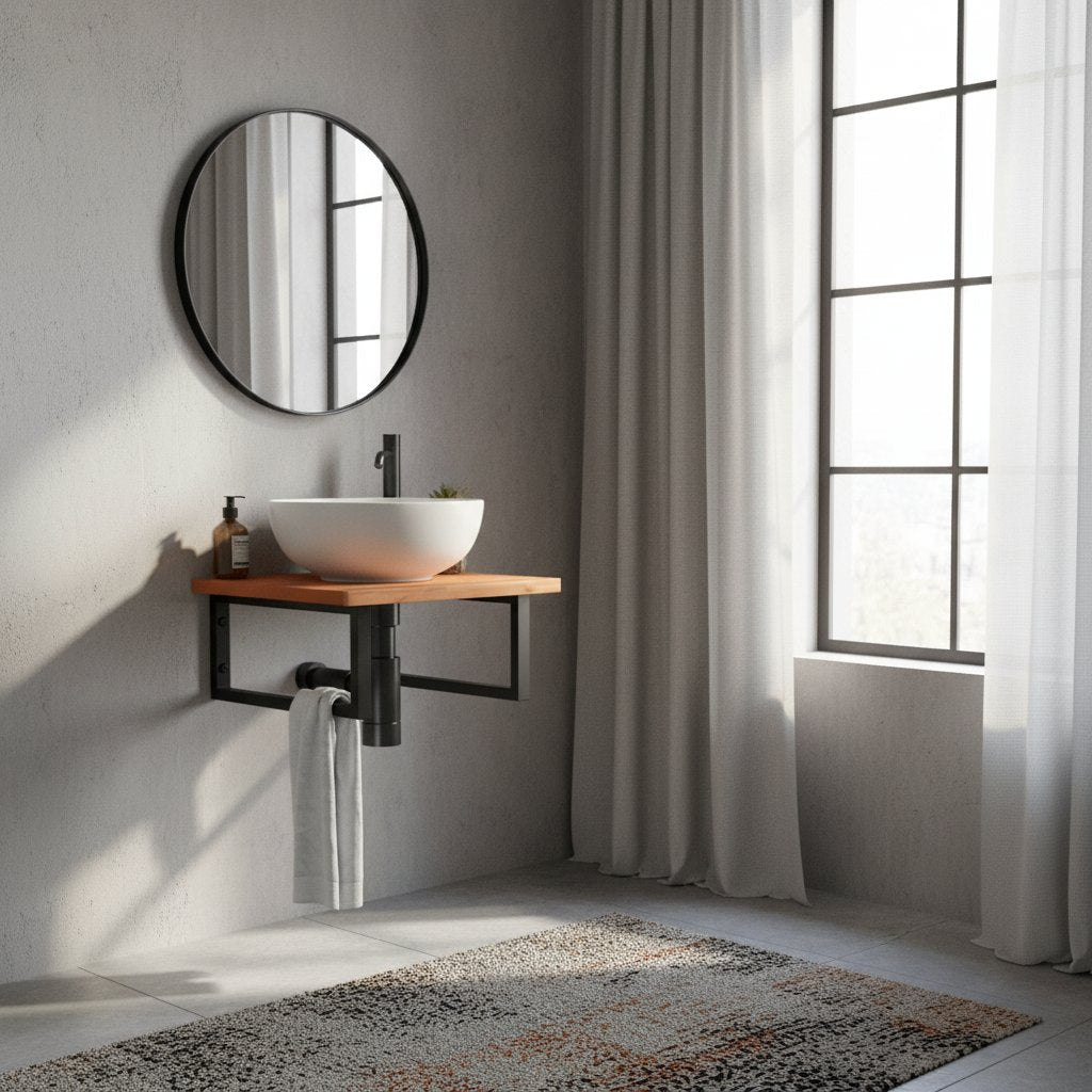 Meuble Sous Vasque en Bois et Acier 50 cm