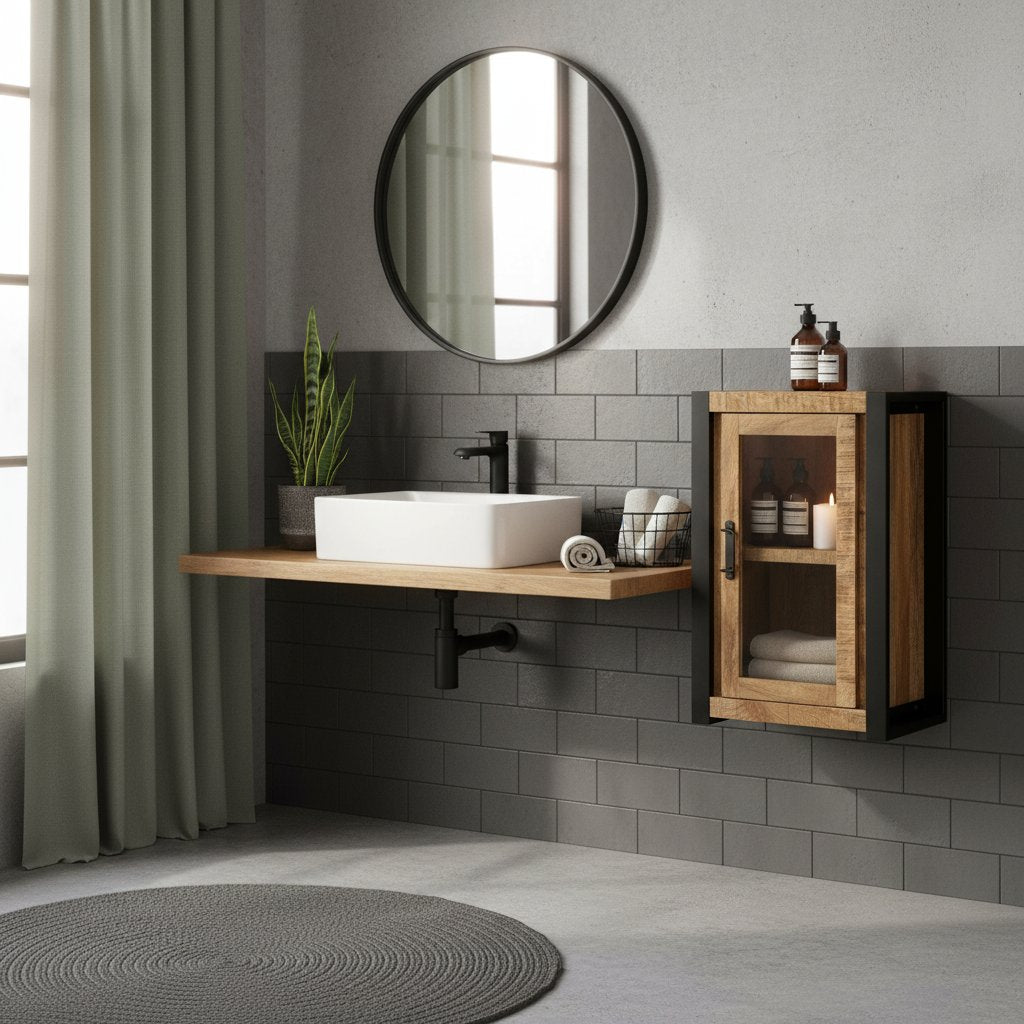 Meuble Suspendu de Salle de Bain en Bois 60 cm